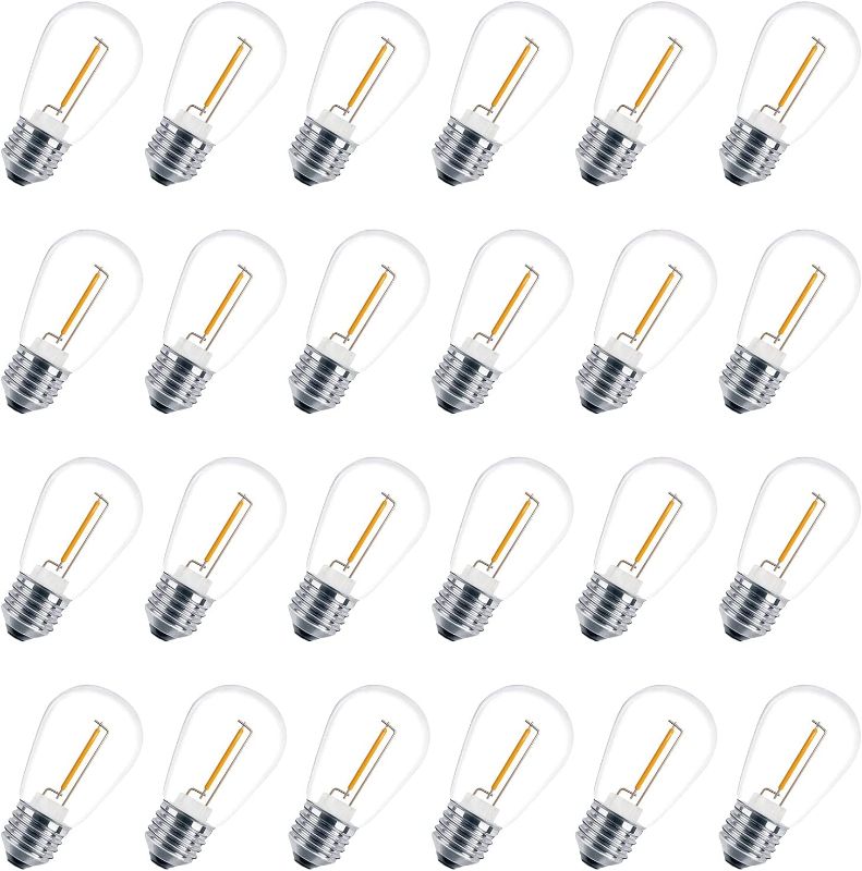 Photo 1 of 24 Pack LED S14 Replacement Light Bulbs, VISTERLITE Shatterproof Waterproof 1W Outdoor String Light Bulbs, E26 Medium Base, 2200K Warm White, 11w Equivalent, Non-Dimmable
