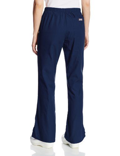 Photo 1 of Workwear Women Medical Scrubs Pant Natural Rise Flare Leg Drawstring 4101P S Petite Navy S
