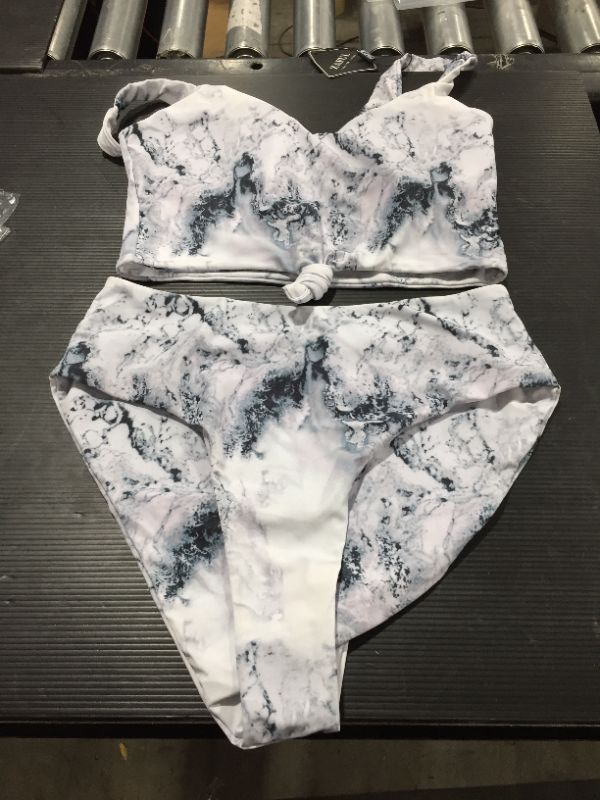 Photo 1 of Zaful 2 Piece Bikini Set Size 6 Marble White 