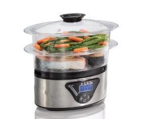 Photo 1 of Hamilton Beach Two-Tier Digital Food Steamer and Rice Cooker, One Size , Gray
