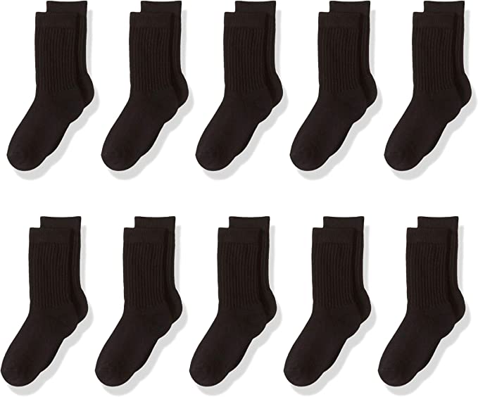 Photo 1 of Amazon Essentials Unisex Kids and Toddlers' Cotton Crew Sock, Pack of 10 (Size M) 
