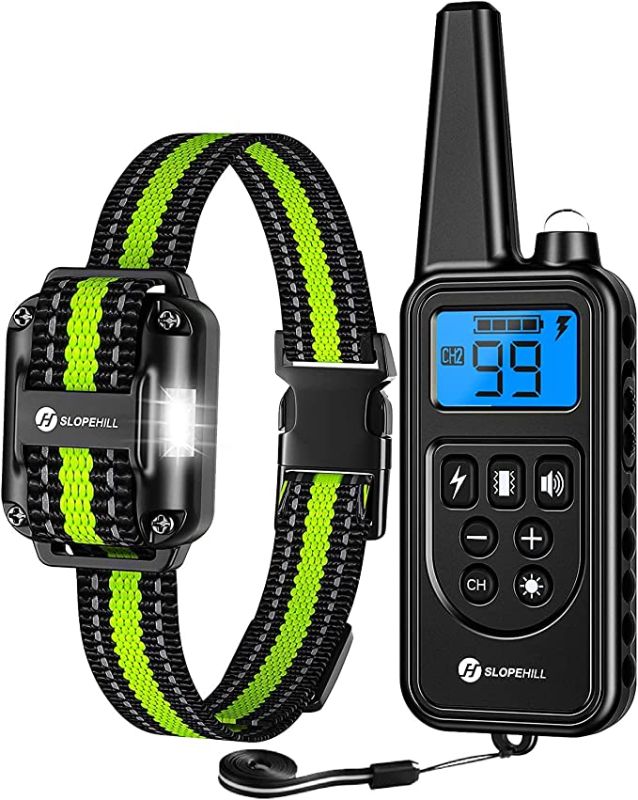 Photo 1 of Dog Training Collar with Remote, Electronic Dog Shock Collar with Beep, Vibration, Shock, Light and Keypad Lock Mode, Waterproof Electric Dog Collar Set for Small Medium Large Dogs