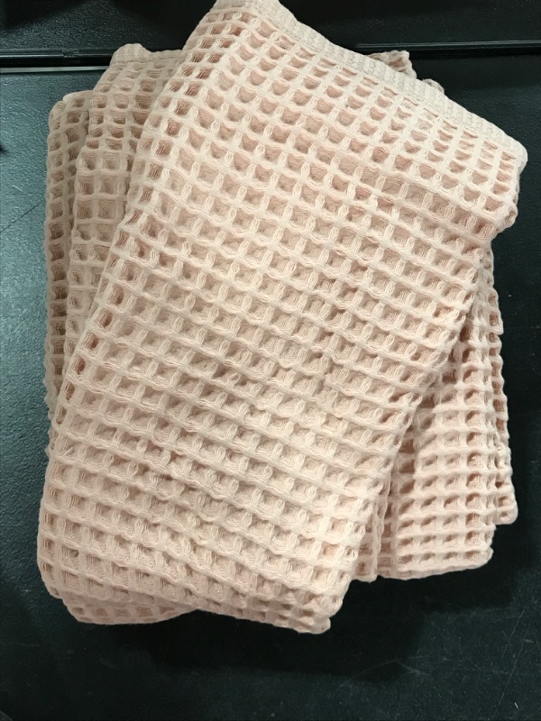 Photo 2 of 4pc Decorative Waffle Bath Towel Set Pink - Casaluna
