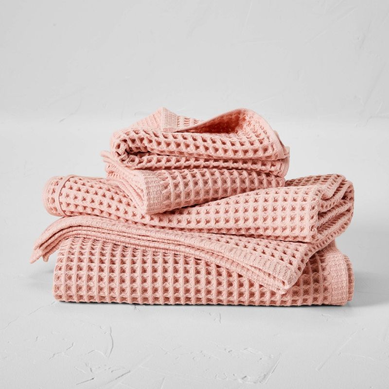 Photo 1 of 4pc Decorative Waffle Bath Towel Set Pink - Casaluna
