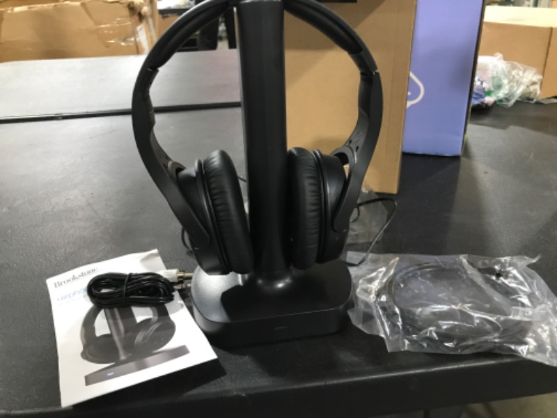 Photo 2 of Brookstone AirPhones Wireless RF Over Ear Headphones with Wireless Transmitting Audio/Charging Dock, 10 Hrs Playtime, Deep Bass 40mm Driver, Comfortable Ear-Pads, for TVs, Phones
