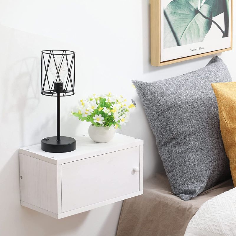 Photo 1 of Adowes Nightstand for Wall Floating Nightstand with Removable Door Rustic Wood Bedside Shelves Vintage White 