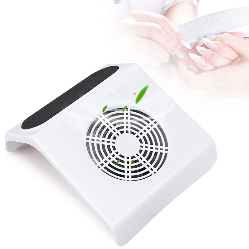 Photo 1 of Setgnur Nail Dust Collector for Acrylic Nails Suction Extractor Powerful Nail Vacuum Cleaner Fan Collector Practical Nail Art Salon Cleaning Equipment (White-40W)
