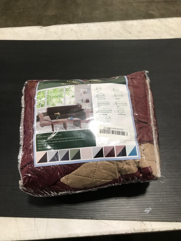 Photo 2 of U-NICE HOME Large Sofa Cover Reversible Couch Cover for Dogs with Elastic Straps Water Resistant Furniture Protector for Pets Couch Cover for 4 Cushion Couch (Oversized Sofa, Burgundy/Tan) Burgundy/Tan 78"Sofa XL-XL Large