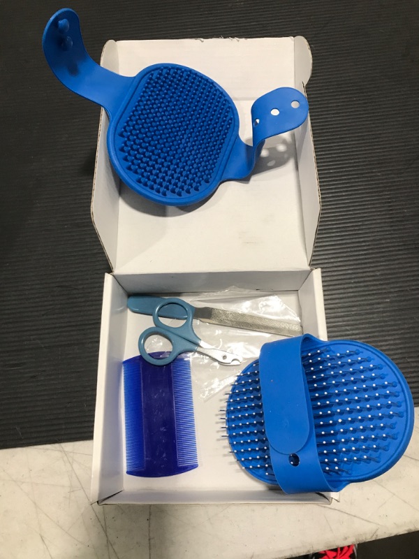 Photo 2 of 6Pcs Rabbit Grooming Kit Included Rabbit Grooming Brush, Pet Hair Remover, Pet Shampoo Bath Brush, Double-Sided Pet Comb?Pet Nail Clipper and Trimmer for Rabbit Hamster Bunny and Guinea Pig, Blue