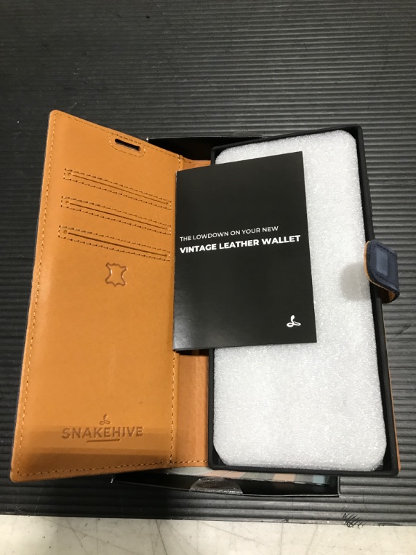 Photo 1 of Snakehive Samsung Galaxy Ultra S22 Wallet Case | Genuine Leather Wallet Phone Case with Card Holder | Flip Folio Case/Cover with Stand | Compatible with Samsung Galaxy S22 Ultra | (Navy)