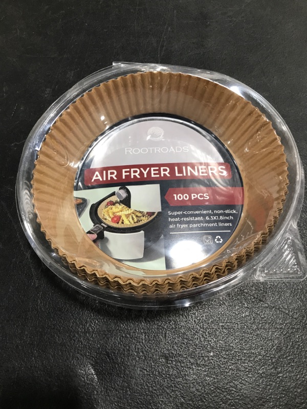 Photo 2 of 100 PCS Air Fryer Disposable Paper Liner - Parchment Paper Sheets, Inserts for Airfryer, Oven, Baking, Cooking, Frying, Microwave, Roasting - Non-Stick, Grease & Waterproof - 6.3 Inch, Round
