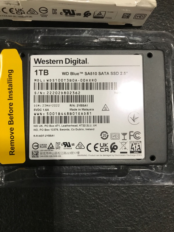 Photo 3 of WD Blue SA510 1TB SSD 2.5" SATA Solid State Drive (WDS100T3B0A). OPEN BOX. 
