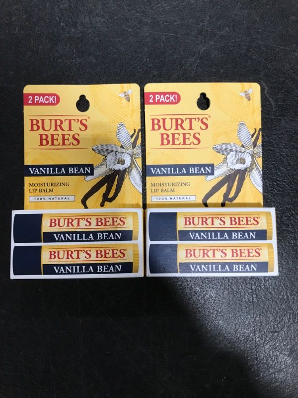 Photo 2 of Burt's Bees Lip Balm Stocking Stuffer, Moisturizing Lip Care Holiday Gift, 100% Natural, Vanilla Bean (2 Pack)
