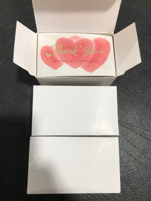 Photo 2 of YHJ Thank You for Supporting My Small Business Cards, Premium Look And Feel With Gold Foil Hearts (Business Card Sized (2x3.5) inch) 360 Sheets- Purchase Inserts to Support (Pink Black3). FACTORY SEALED. PHOTO FOR REFERENCE. 
