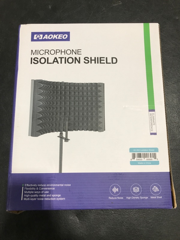 Photo 2 of Aokeo (AO-302) Professional Studio Recording Microphone Isolation Shield.High Density Absorbent Foam Is Used to Filter Vocal. Suitable for Blue Yeti a
