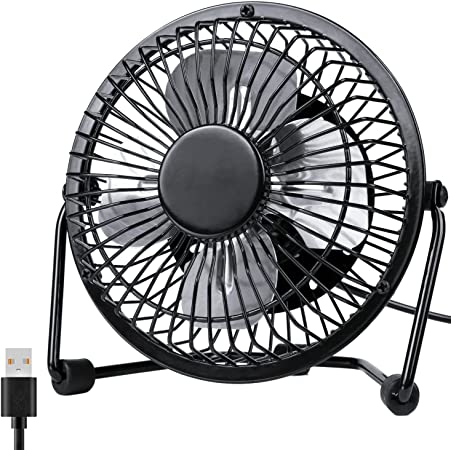 Photo 1 of Zuvas Desk Fan Quiet Small USB Fan 360° Rotation Portable Table Fan 2 Speed Mini Personal Fan Air Cooling Electric Fan for Home Office Bedroom Travel Camping, 4 inch Black
