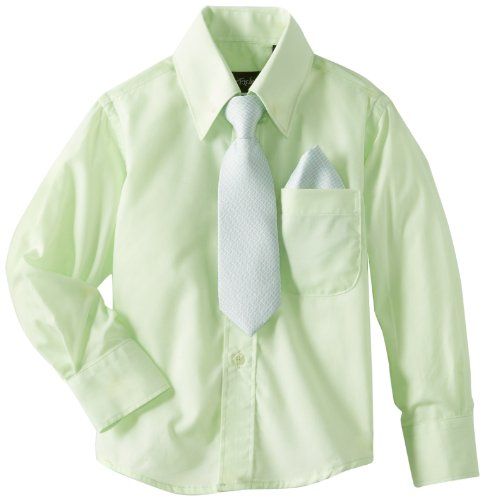 Photo 1 of American Exchange Little Boys' Little Dress Shirt with Tie and Pocket Square, Seige, 5. SIZE 5. 
