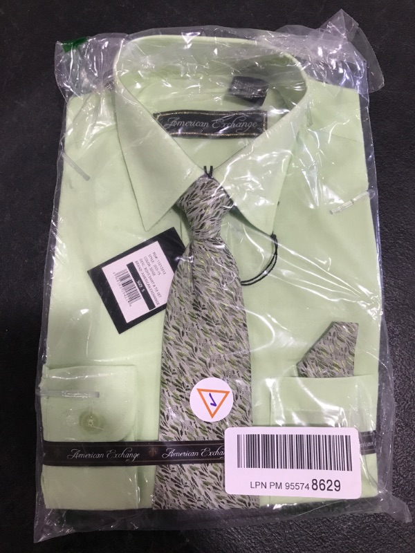 Photo 2 of American Exchange Little Boys' Little Dress Shirt with Tie and Pocket Square, Seige, 5. SIZE 5. 
