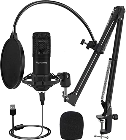 Photo 1 of Piy Painting USB Microphone Kit, Condenser Microphone Kit with 192KHZ/24Bit Studio Mic Sound Chipset Scissor Arm, Plug & Play Recording Microphone for PC Gaming Streaming Podcasting
