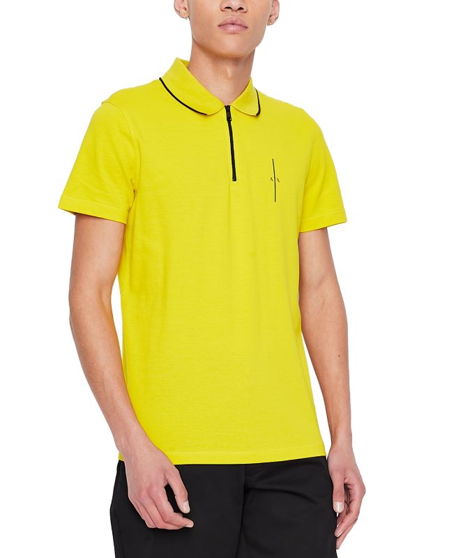 Photo 1 of AX Armani Exchange Men's Slim-Fit Embossed Logo 1/4-Zip Polo Shirt. SIZE SMALL. 
