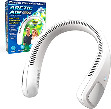 Photo 1 of Arctic Air Freedom Personal Air Cooler - Portable 3-Speed Neck Fan, Hands-Free Wearable Design, Lightweight, Cordless And Rechargeable. OPEN BOX. PRIOR USE. 
