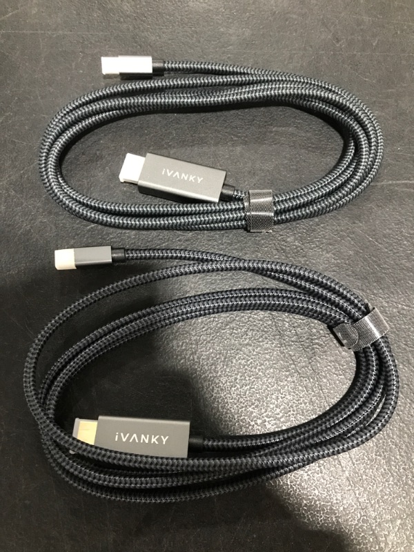 Photo 2 of LOT OF 2 Mini DisplayPort to HDMI Cable,iVANKY Mini DP (Thunderbolt) to HDMI Cable 6.6ft,Nylon Braided,Aluminum Shell,Optimal Chip Solution for MacBook Air/Pro,Surface Pro/Dock,Monitor,Projector and More-1080P. MISSING BOX. 
