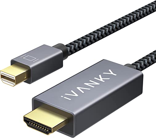 Photo 1 of LOT OF 2 Mini DisplayPort to HDMI Cable,iVANKY Mini DP (Thunderbolt) to HDMI Cable 6.6ft,Nylon Braided,Aluminum Shell,Optimal Chip Solution for MacBook Air/Pro,Surface Pro/Dock,Monitor,Projector and More-1080P. MISSING BOX. 
