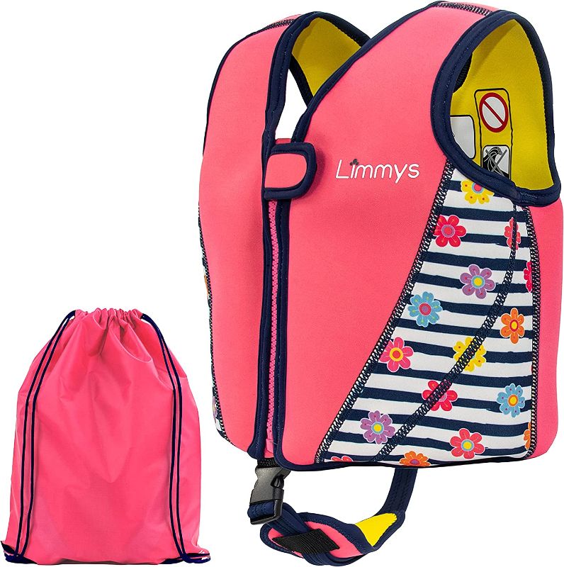 Photo 1 of  Limmys Premium Neoprene Swim Vest for Children - Ideal Buoyancy Swimming Aid for Girls - Drawstring Bag Included
 Size L 5-9yo