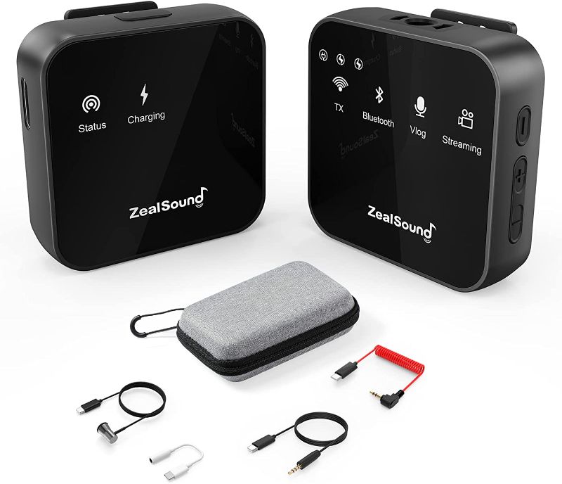 Photo 2 of ZealSound Wireless Lavalier Microphone,LED Screen,Bluetooth Accompaniment,Plug&Play Mic for iPhone iPad Android Phone,Live Stream,Video Recording,YouTube TikTok Facebook Zoom Interview Podcast Vlog
