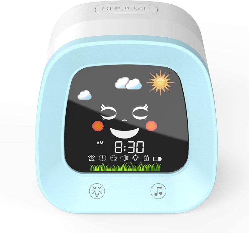 Photo 1 of Kids Alarm Clock, Wisoee Toddlers Alarm Clock Children Sleep Trainer Clock with Night Light, Nap Timer, Sleep Sound Machine Wake up Light Alarm Clock for Kids Boys Girls Bedroom
