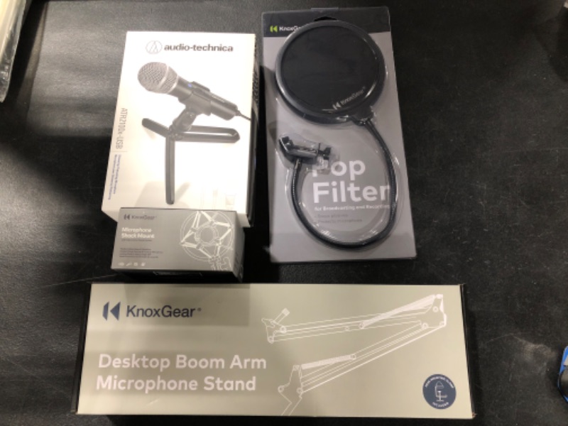 Photo 2 of Audio-Technica ATR2100X-USB USB/XLR Microphone Bundle with Knox Gear Boom Arm