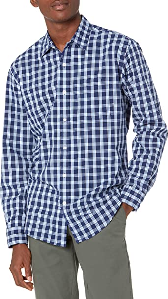 Photo 1 of Amazon Essentials Men's Regular-Fit Long-Sleeve Plaid Poplin Shirt XXL
