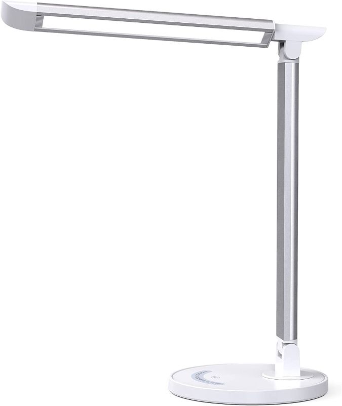 Photo 1 of LED Desk Lamp, soysout Eye-Caring Table Lamp with USB Charging Port, 5 Lighting Modes with 7 Brightness Levels, Touch Control, 12W (White)
