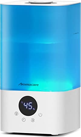 Photo 1 of Aromacare Humidifiers for Bedroom, 2.5L Cool Mist Air Humidifier with Essential Oil Diffuser, Small Ultrasonic Top Fill Humidifier for Baby Kids Plant, Auto Humidity, Auto Shut-Off (White)
