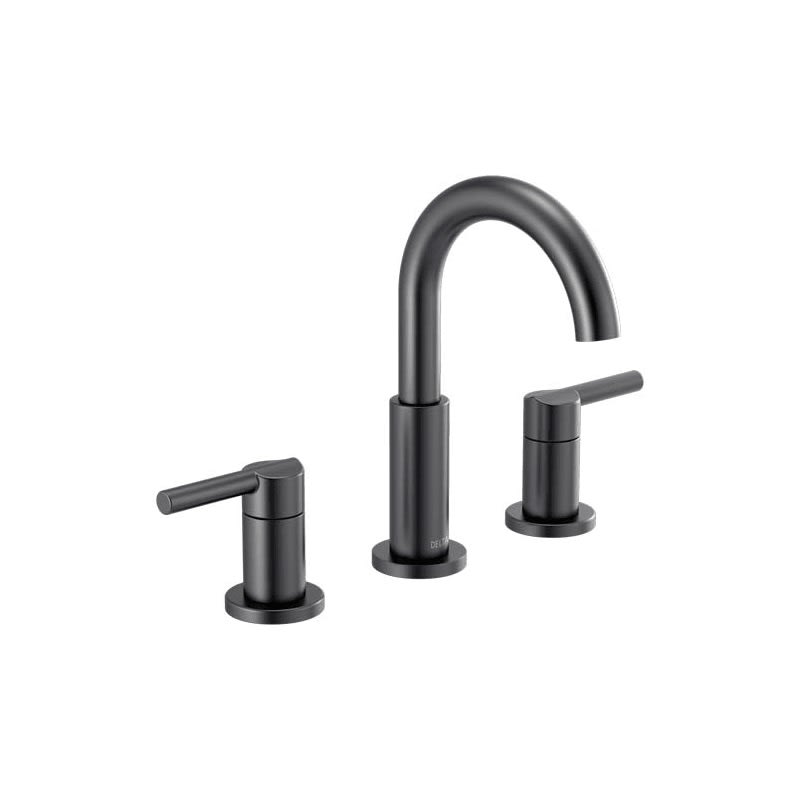 Photo 1 of Delta 35749LF Nicoli 1.2 GPM Widespread Bathroom Faucet with Pop-up Drain Assembly Matte Black Faucet Bathroom Sink Faucets Double Handle
