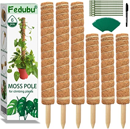 Photo 1 of 6 Pcs Moss Pole Plant Support 15.7 Inch and 12 Inch, Coir Moss Poles for Climbing Plants Indoor, Coco Totem Stick Extension for Potted Plants, Monstera, Creepers to Grow Upwards. OPEN BOX. 
