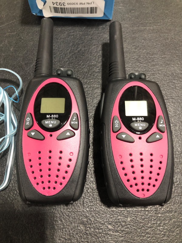 Photo 3 of Two Way Radios for Adults, Topsung M880 FRS Walkie Talkie Long Range with VOX Belt Clip/Hands Free Walki Talki with Noise Cancelling for Women Kids Camping Hiking Cruise Ship (RED/PINK 2 in 1). OPEN BOX. PRIOR USE. PHOTO FOR REFERENCE. DOES NOT INCLUDE CA