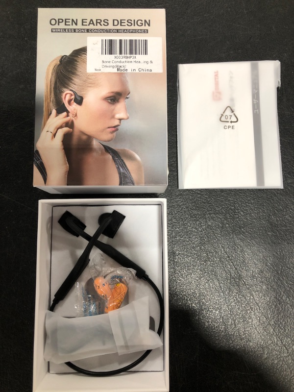 Photo 1 of WIRELESS BONE CONDUCTION HEADPHONES. BLACK. OPEN BOX. 