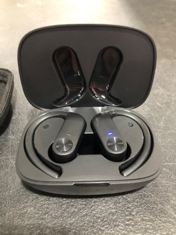 Photo 3 of Bluetooth Headphones True Wireless Earbuds with Charging Case Waterproof Stereo Sound Earphones Built-in Mic in-Ear Headsets Deep Bass for Sport Running Black. OPEN BOX. 
