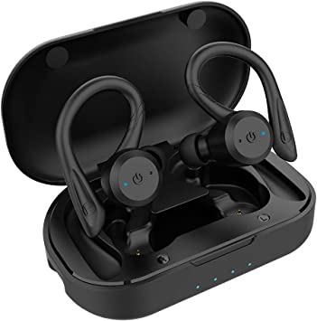 Photo 1 of Bluetooth Headphones True Wireless Earbuds with Charging Case Waterproof Stereo Sound Earphones Built-in Mic in-Ear Headsets Deep Bass for Sport Running Black. OPEN BOX. 
