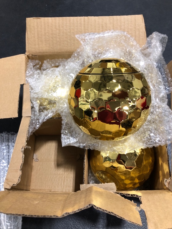 Photo 2 of 1970s Disco Ball Drink Tumbler with Straw, Gold, 4-Pack, for Metallic Shiny Foil Colored New Year's Eve 2022 2023 Parties Alcohol Sipper Cups Tableware
