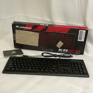 Photo 1 of Powzan KB-KB800 Black Red Wired Light Up High Scissor Switch Gaming Keyboard. OPEN BOX. 
