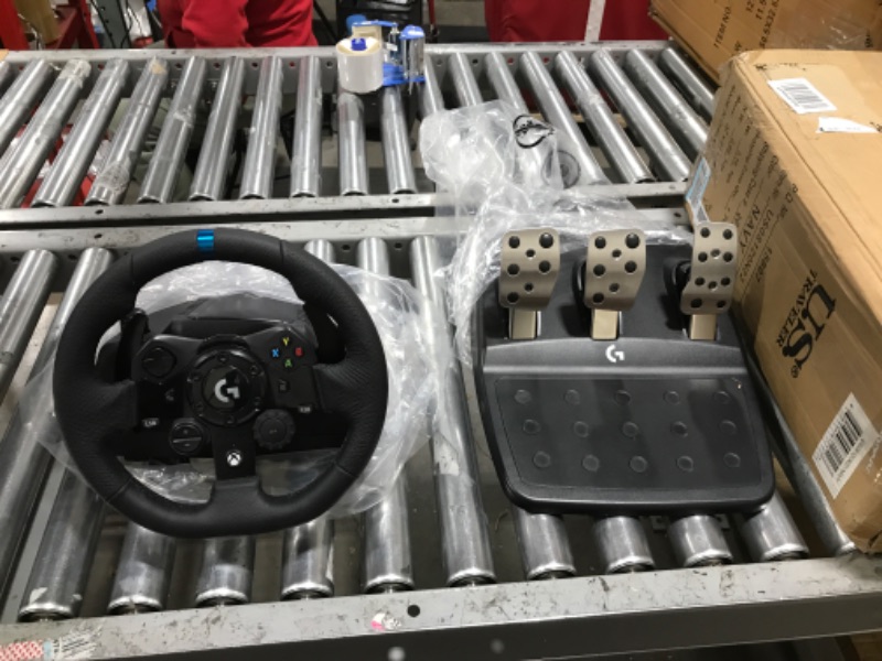 Photo 2 of Logitech G923 Racing Wheel and Pedals for Xbox X|S, Xbox One and PC featuring TRUEFORCE up to 1000 Hz Force Feedback, Responsive Pedal, Dual Clutch Launch Control, and Genuine Leather Wheel Cover Xbox|PC Wheel Only