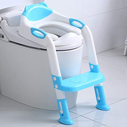 Photo 2 of  Potty Training Seat Step Stool Ladder Toddlers,Potty Training Toilet Seat Kids ,Toilet Training Potty Chair for Boys Girls (Sky Blue)