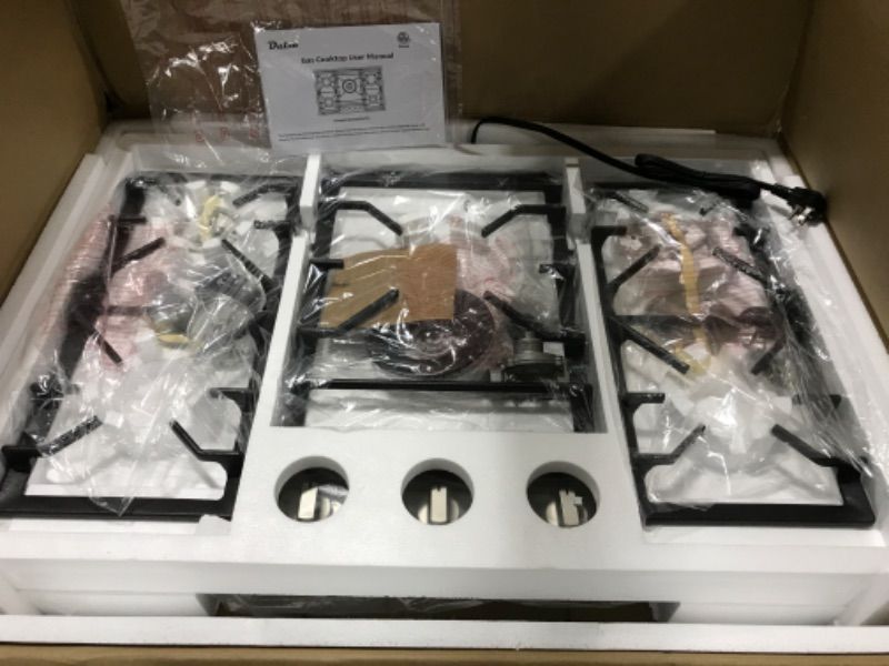 Photo 1 of 30 Inch Gas Cooktop with 6 Metal Knob, Dalxo 5 Italy Defendi Burner Gas Stovetop, Food-grade Stainless Steel Built-In Gas Hob, NG/LPG Convertible Gas Range Top for Kitchen, Thermocouple Protection