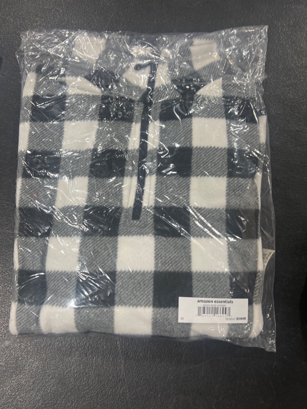 Photo 1 of Amazon Essentials Women's Classic-Fit Long-Sleeve Quarter-Zip Polar Fleece Pullover Jacket Plaid SIZE Medium