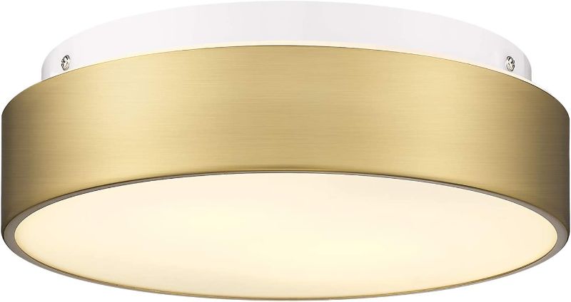 Photo 1 of Autelo 2-Light Close to Ceiling Light Fixture, 11 inch Frosted Glass Shade Flush Mount Ceiling Light Fixture in Antique Brass Finish, E26 Socket for Living Room Hallway Bedroom C3312 BRZ
