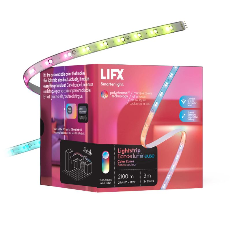 Photo 1 of LIFX Lightstrip Color Zones, Wi-Fi Smart LED Light Strip, Full Color with Polychrome Technology™, No Bridge Required, Works with Alexa, Hey Google, HomeKit and Siri, 120" Kit

