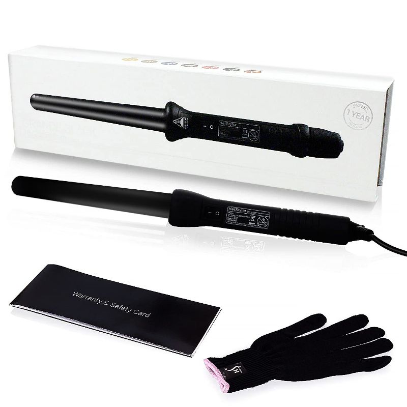 Photo 1 of Herstyler Teflon Wand Grande Curl Black 25mm Barrel