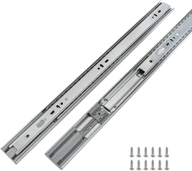 Photo 1 of 1 Pair Full Extension Drawer Slides 18 inch Heavy Duty Drawer Slides – LONTAN 4502S3-18 Soft Close Ball Bearing Side Mount Drawer Slides 100lb Capacity Drawer Runners
